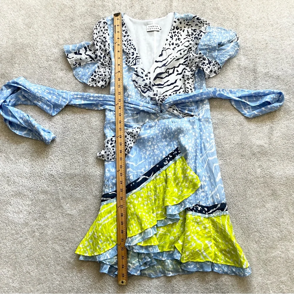 TANYA TAYLOR Bianka Ruffled Mix Print Dress Size 6 Feminine Flirty Date Party - Picture 11 of 12